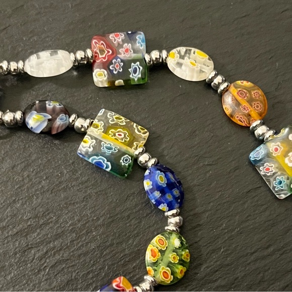 MillieFiori Art Glass Drop Dangle Earrings And Necklace Art To Wear Set - Picture 11 of 16